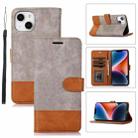 For iPhone 14 Splicing Leather Phone Case(Grey) - 1