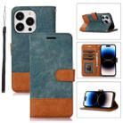 For iPhone 14 Pro Splicing Leather Phone Case(Green) - 1