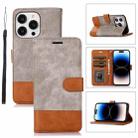 For iPhone 14 Pro Splicing Leather Phone Case(Grey) - 1