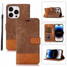 For iPhone 14 Pro Max Splicing Leather Phone Case(Brown) - 1