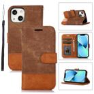 For iPhone 13 mini Splicing Leather Phone Case(Brown) - 1