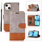 For iPhone 13 mini Splicing Leather Phone Case(Grey) - 1