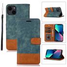 For iPhone 13 Splicing Leather Phone Case(Green) - 1