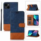For iPhone 13 Splicing Leather Phone Case(Dark Blue) - 1
