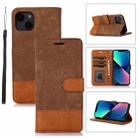 For iPhone 13 Splicing Leather Phone Case(Brown) - 1