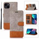 For iPhone 13 Splicing Leather Phone Case(Grey) - 1