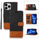 For iPhone 13 Pro Splicing Leather Phone Case(Black) - 1