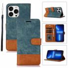 For iPhone 13 Pro Splicing Leather Phone Case(Green) - 1