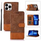 For iPhone 13 Pro Splicing Leather Phone Case(Brown) - 1