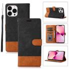 For iPhone 13 Pro Max Splicing Leather Phone Case(Black) - 1