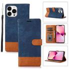 For iPhone 13 Pro Max Splicing Leather Phone Case(Dark Blue) - 1