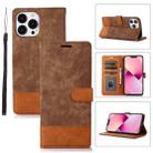 For iPhone 13 Pro Max Splicing Leather Phone Case(Brown) - 1