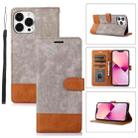 For iPhone 13 Pro Max Splicing Leather Phone Case(Grey) - 1