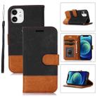 For iPhone 12 mini Splicing Leather Phone Case(Black) - 1