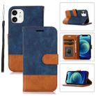 For iPhone 12 mini Splicing Leather Phone Case(Dark Blue) - 1