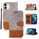 For iPhone 12 mini Splicing Leather Phone Case(Grey) - 1