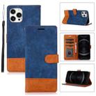 For iPhone 12 / 12 Pro Splicing Leather Phone Case(Dark Blue) - 1