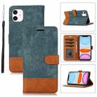 For iPhone 11 Splicing Leather Phone Case(Green) - 1