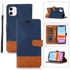 For iPhone 11 Splicing Leather Phone Case(Dark Blue) - 1