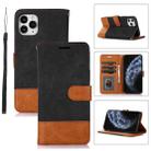 For iPhone 11 Pro Splicing Leather Phone Case(Black) - 1