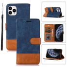 For iPhone 11 Pro Max Splicing Leather Phone Case(Dark Blue) - 1