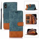 For iPhone X / XS Splicing Leather Phone Case(Green) - 1