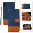 For iPhone X / XS Splicing Leather Phone Case(Dark Blue) - 1