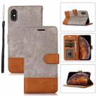 For iPhone X / XS Splicing Leather Phone Case(Grey) - 1