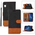 For iPhone XR Splicing Leather Phone Case(Black) - 1