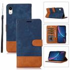 For iPhone XR Splicing Leather Phone Case(Dark Blue) - 1