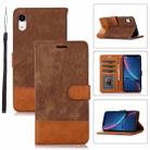 For iPhone XR Splicing Leather Phone Case(Brown) - 1