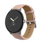 For Google Pixel Watch Pointed Tail Stitching Genuine Leather Watch Band(Silver+Pink) - 1