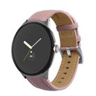 For Google Pixel Watch Pointed Tail Stitching Genuine Leather Watch Band(Silver+Purple) - 1