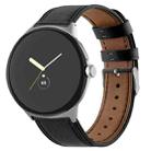 For Google Pixel Watch 1 / 2 / 3 41mm Round Tail Genuine Leather Watch Band(Black) - 1