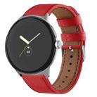 For Google Pixel Watch Round Tail Genuine Leather Watch Band(Red) - 1