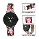 For Google Pixel Watch 1 / 2 / 3 41mm Round Tail Genuine Leather Watch Band(Black Pink Flower) - 2