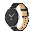 For Google Pixel Watch Grooved Genuine Leather Watch Band(Black) - 1