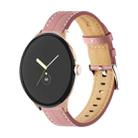 For Google Pixel Watch Grooved Genuine Leather Watch Band(Dark Pink) - 1