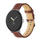 For Google Pixel Watch Grooved Genuine Leather Watch Band(Brown) - 1