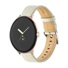 For Google Pixel Watch Grooved Genuine Leather Watch Band(White) - 1
