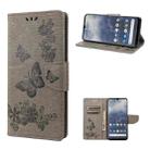 For Nokia G60 Butterfly Embossed Horizontal Flip Leather Phone Case(Grey) - 1