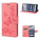 For Nokia G60 Butterfly Embossed Horizontal Flip Leather Phone Case(Pink) - 1