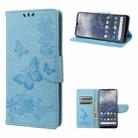 For Nokia G60 Butterfly Embossed Horizontal Flip Leather Phone Case(Blue) - 1