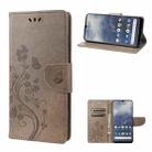 For Nokia G60 Butterfly Flower Pattern Leather Phone Case(Grey) - 1