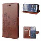 For Nokia G60 Butterfly Flower Pattern Leather Phone Case(Brown) - 1