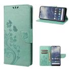 For Nokia G60 Butterfly Flower Pattern Leather Phone Case(Green) - 1