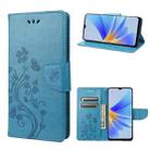 For OPPO A17 Butterfly Flower Pattern Leather Phone Case(Blue) - 1