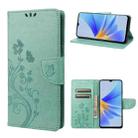 For OPPO A17 Butterfly Flower Pattern Leather Phone Case(Green) - 1