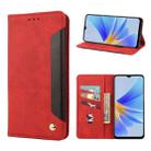 For OPPO A17 Skin Feel Splicing Leather Phone Case(Red) - 1