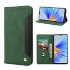 For OPPO A17 Skin Feel Splicing Leather Phone Case(Green) - 1